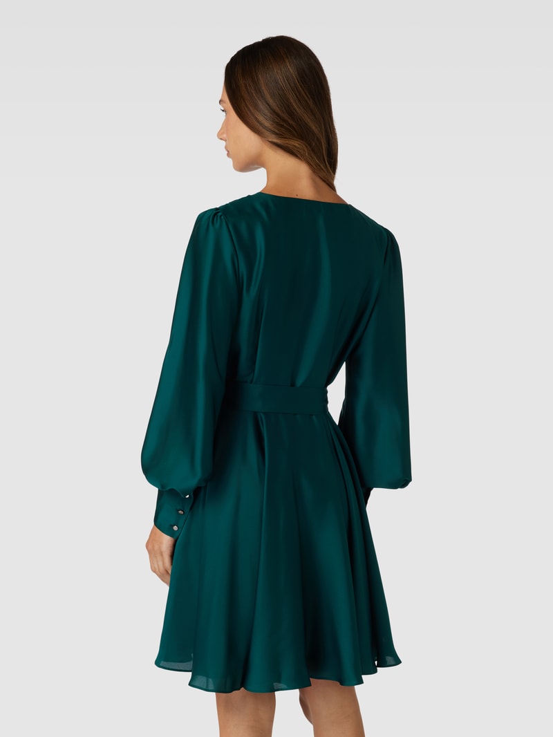 Minikleid in Wickel-Optik mit Bindegürtel in grün