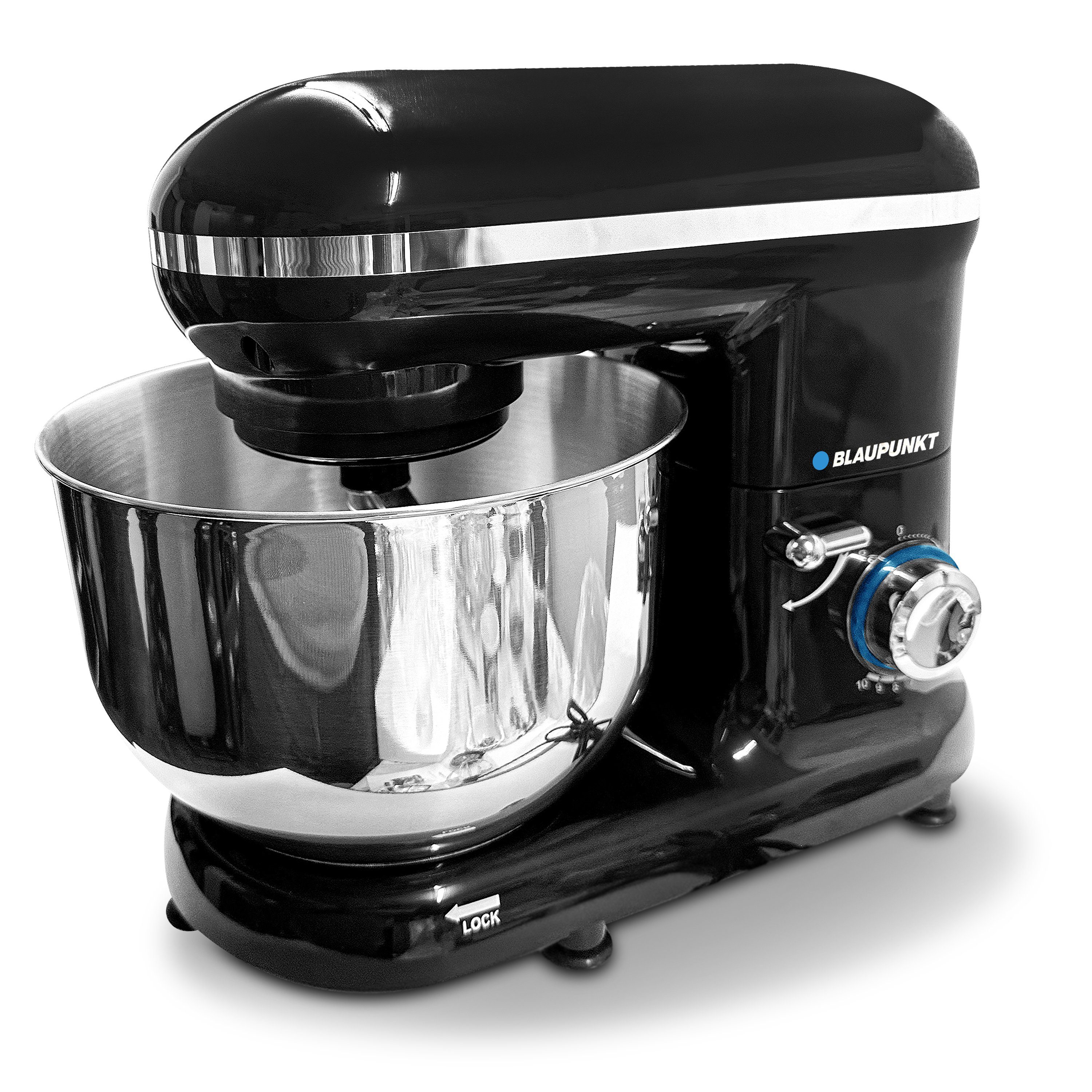 Blaupunkt Küchenmaschine MEN787 Küchenmaschine, Knetmaschine, Rührmaschine mit Knethaken, 1300 W, 5,50 l Schüssel, Edelstahl, 10 Stufen Mischen Schlagen Kneten, Knetmaschine für teig