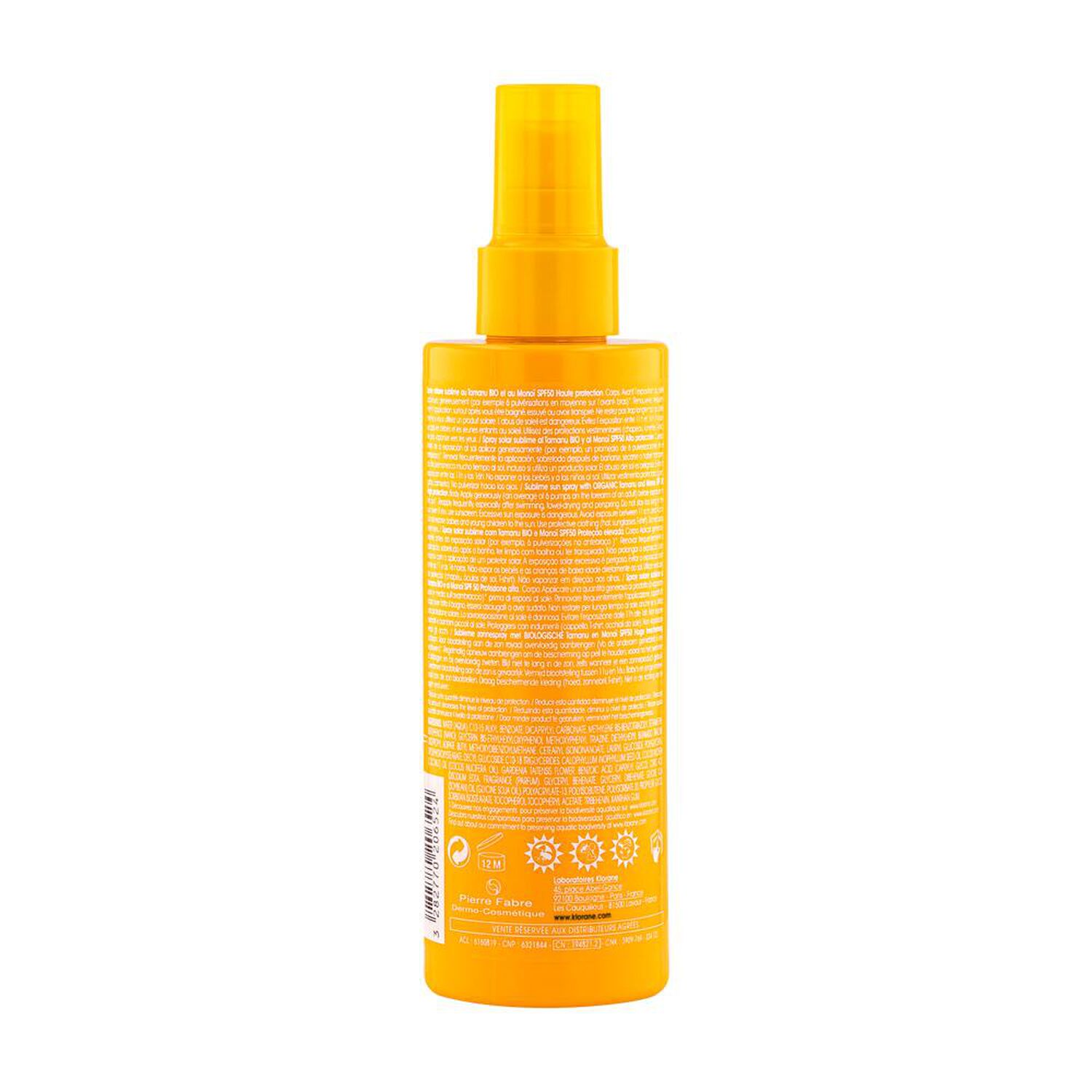 Klorane Spray Solaire Sublime SPF 50 Au Monoi et Tamanu Bio 200 ml