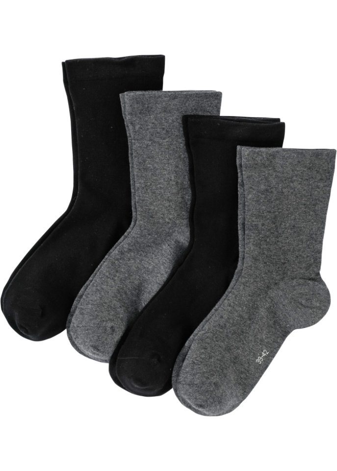 Socken mit druckfreiem Bündchen (4er Pack) mit Bio Baumwolle