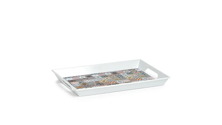 zeller Tablett Mosaik 50x35cm weiss, dekor