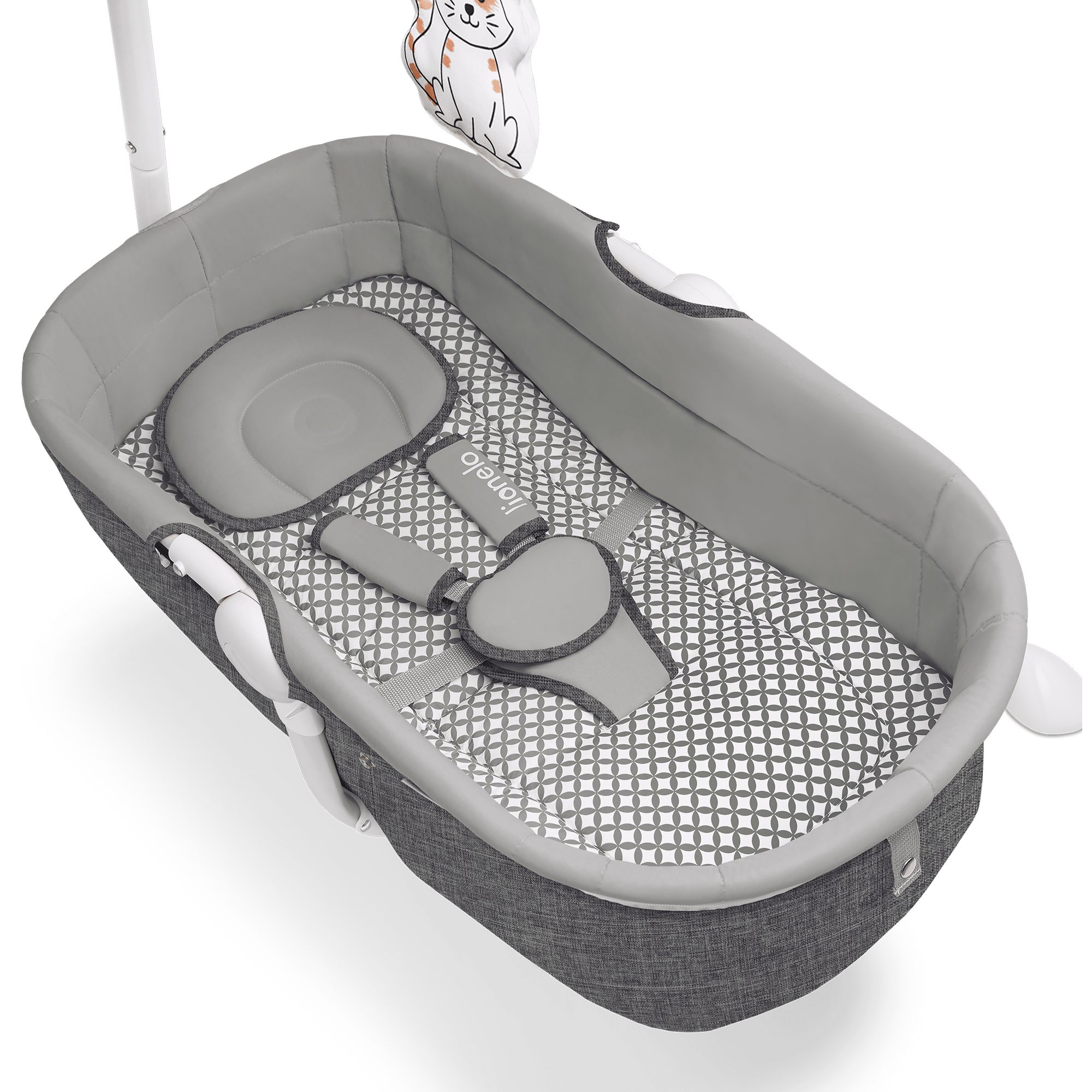 lionelo Schaukelstuhl HENNY GREY STONE (Set), Sitz um 115 Grad drehbar, USB-Anschluss für die Musikwiedergabe