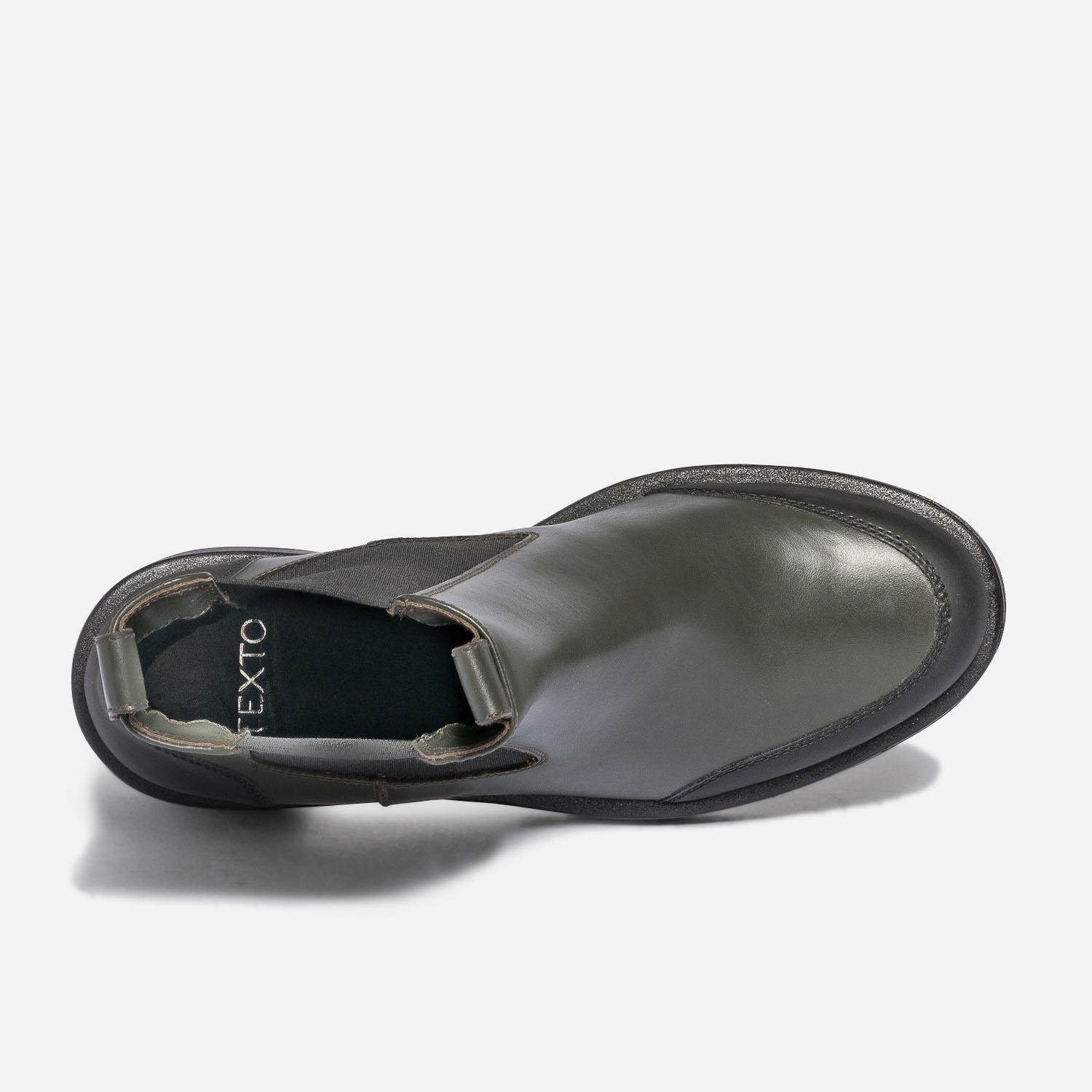 Chelsea boots vert foncé et noir à talon