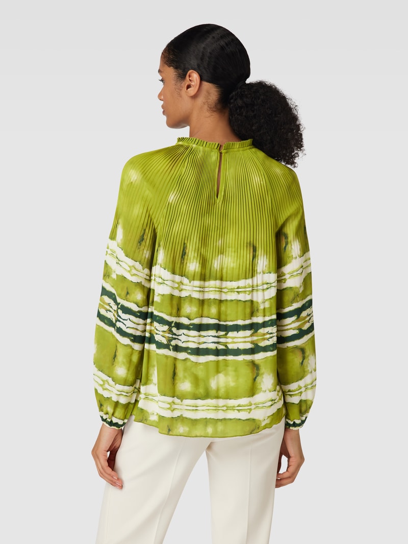 Blusenshirt im Batik-Look mit Stehkragen in hellgrün