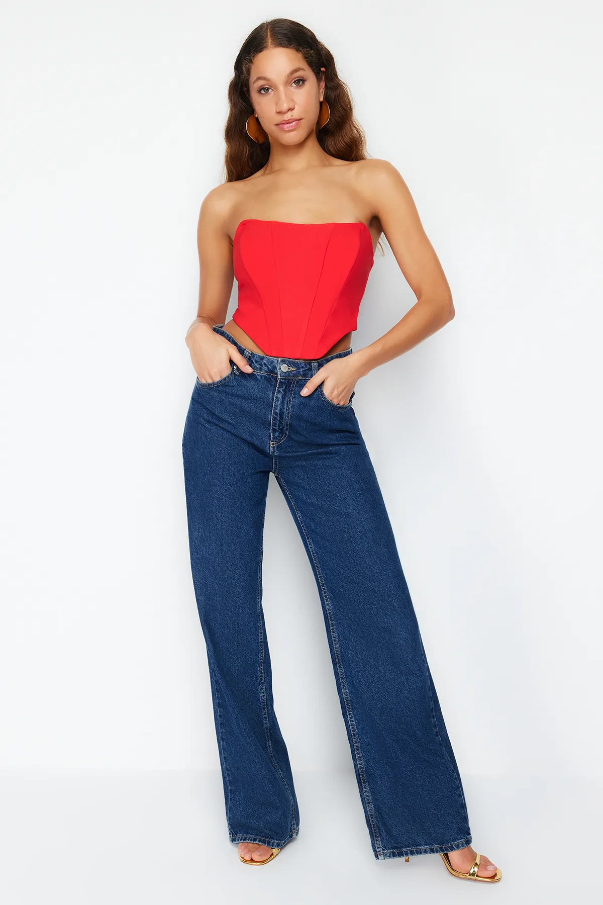 Trendyol Collection  Rotes trägerloses Bustier TPRSS21BS0032