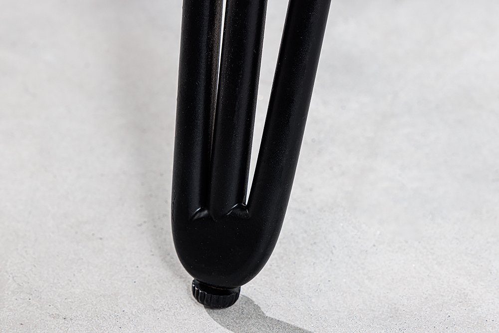 riess-ambiente Esstisch SCORPION Ø120cm grau / schwarz · 4,5cm Tischplatte (Einzelartikel, 1-St), Küche · Mango-Massivholz · Metall · rund · Hairpin Legs · Retro Design