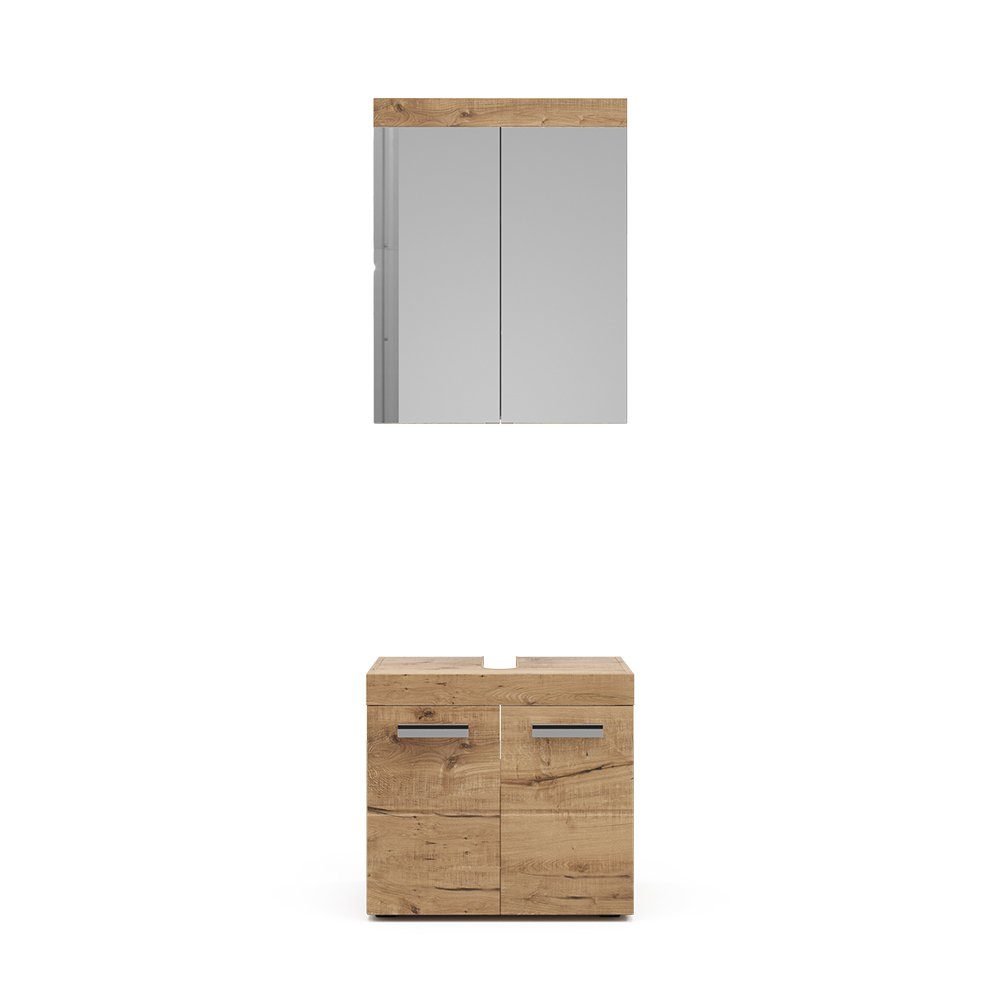 Vicco Badezimmer-Set Badezimmerset LUNA Eiche Wotan Set 1, (2-St., 2-er Set)