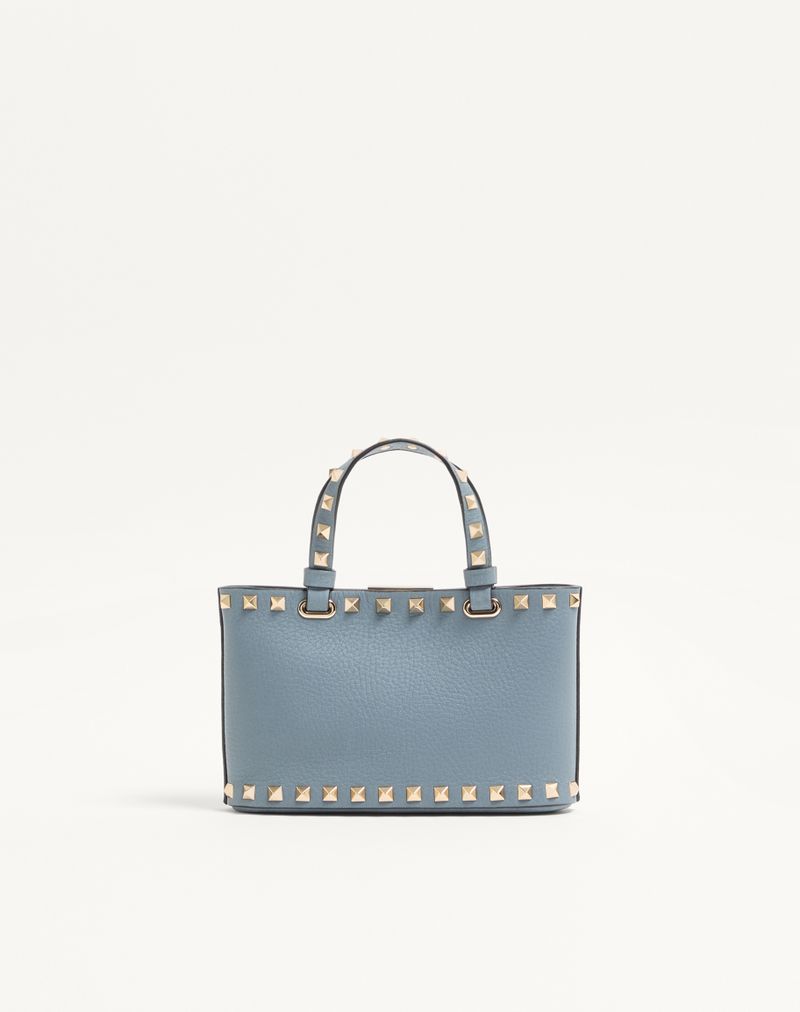 Mini Rockstud indkøbstaske i granatrødt kalveskind