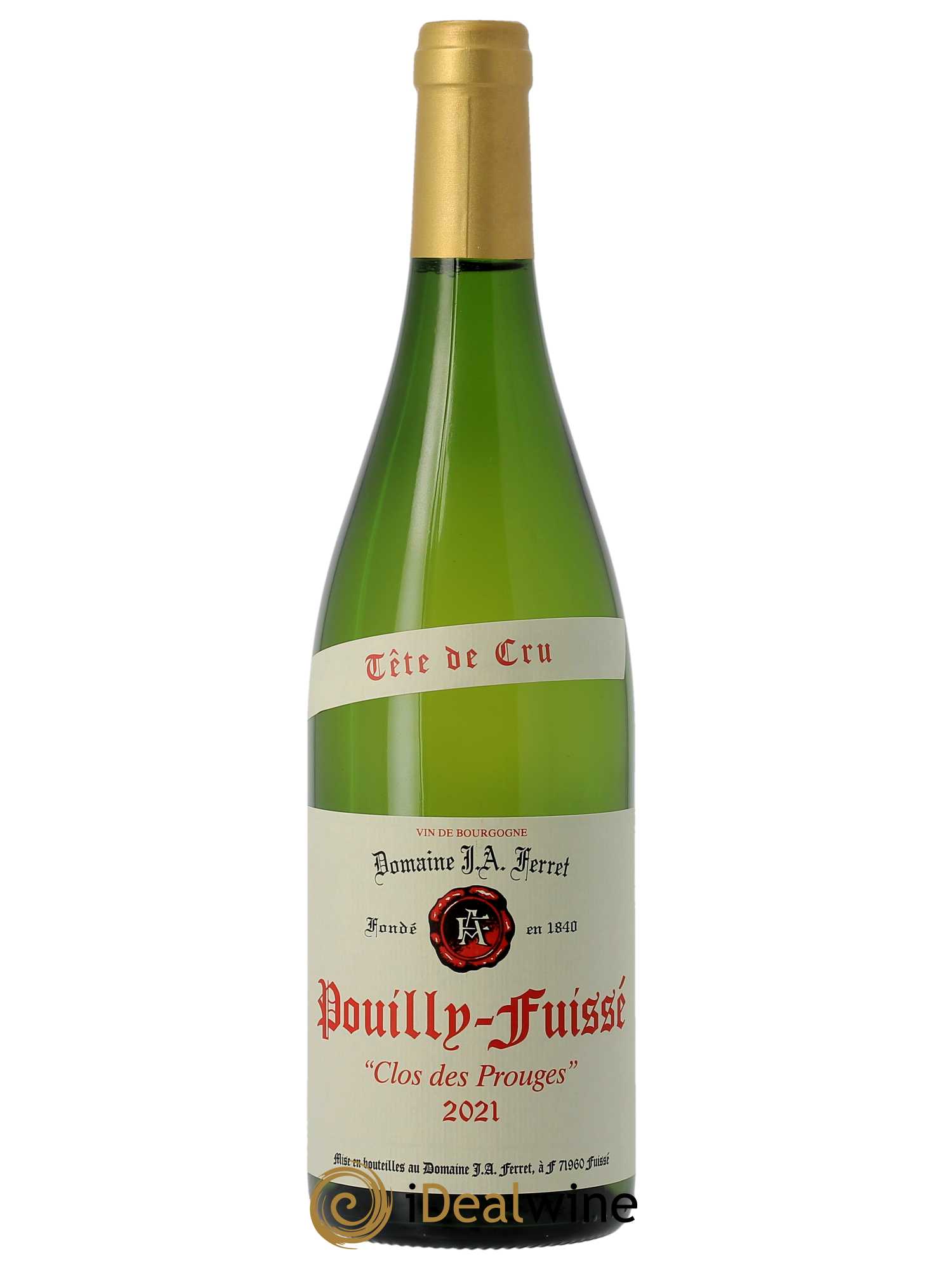 Pouilly-Fuissé Tête de Cru Clos des Prouges J.A. Ferret (Domaine)  2021 - Lot de 1 Bouteille