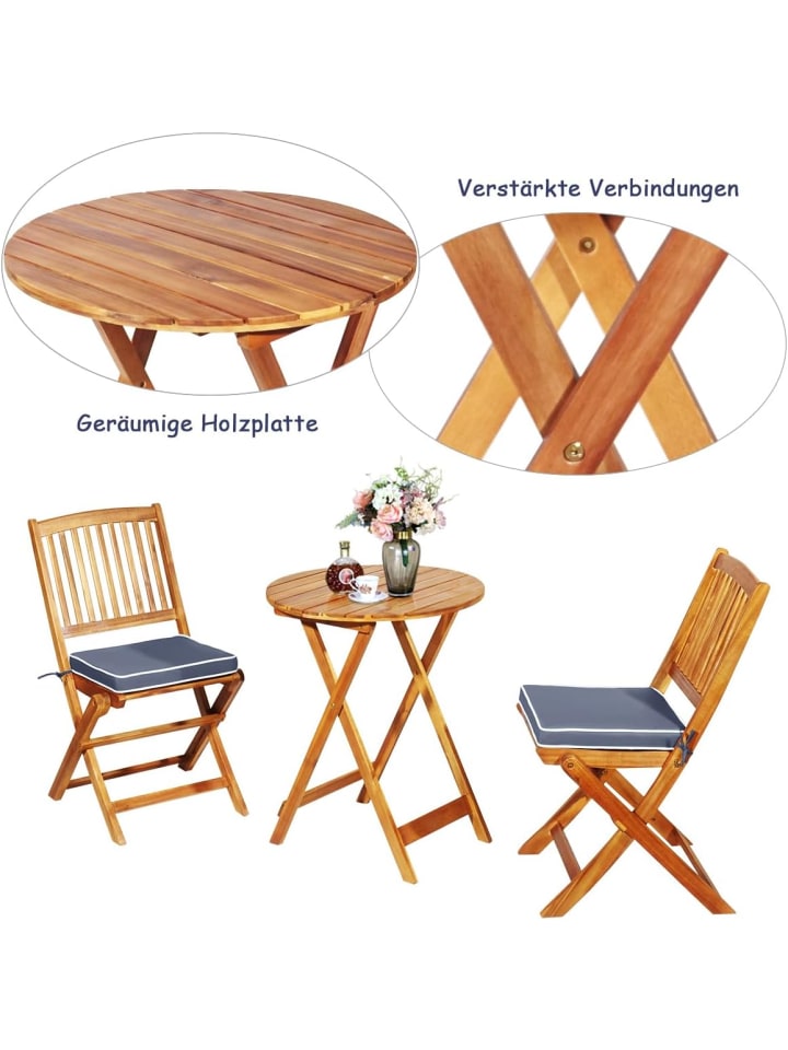 COSTWAY 3 tlg. Balkonmöbel Set in Grau günstig kaufen onesize