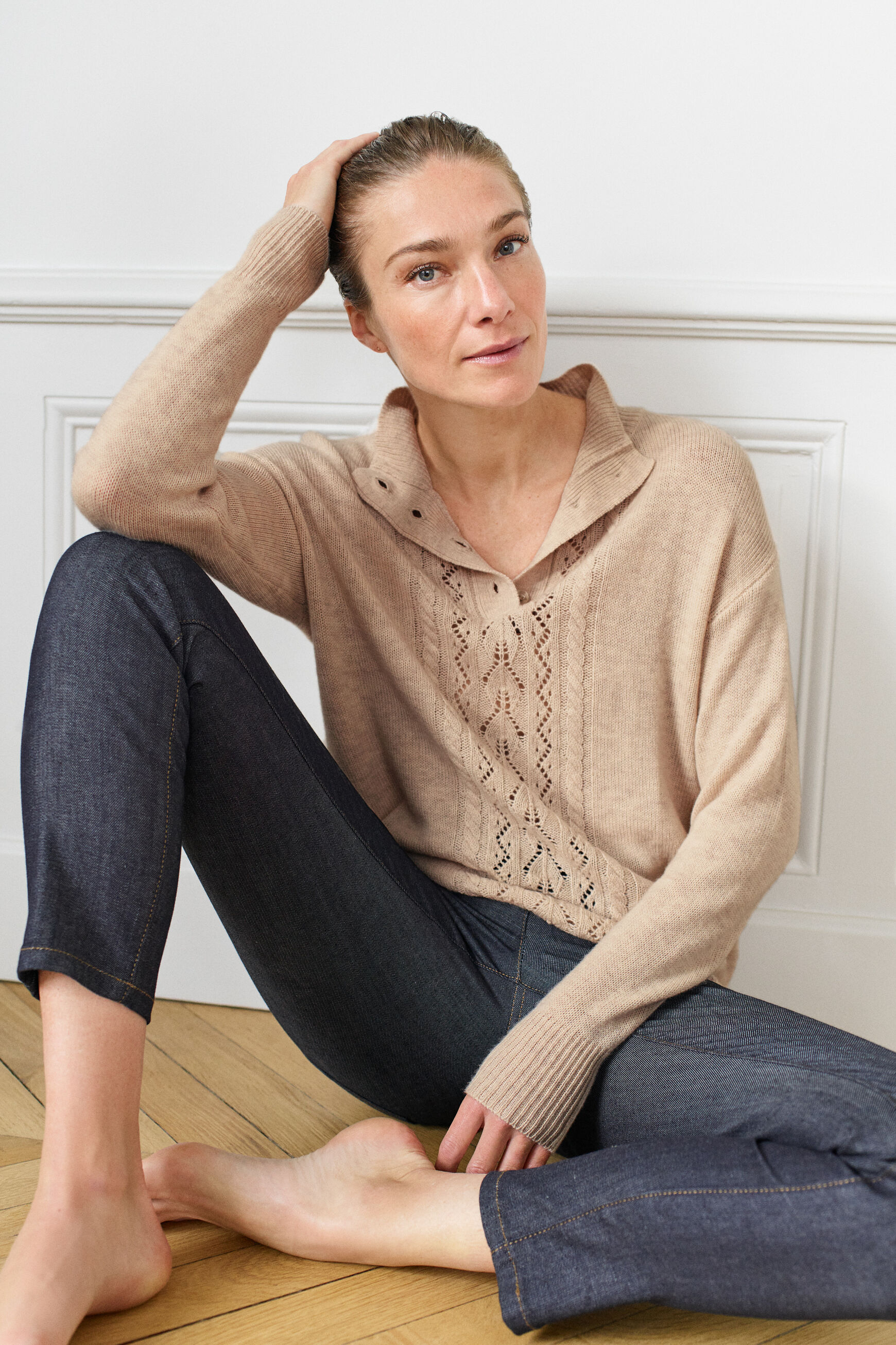pull florine 100% laine beige femme