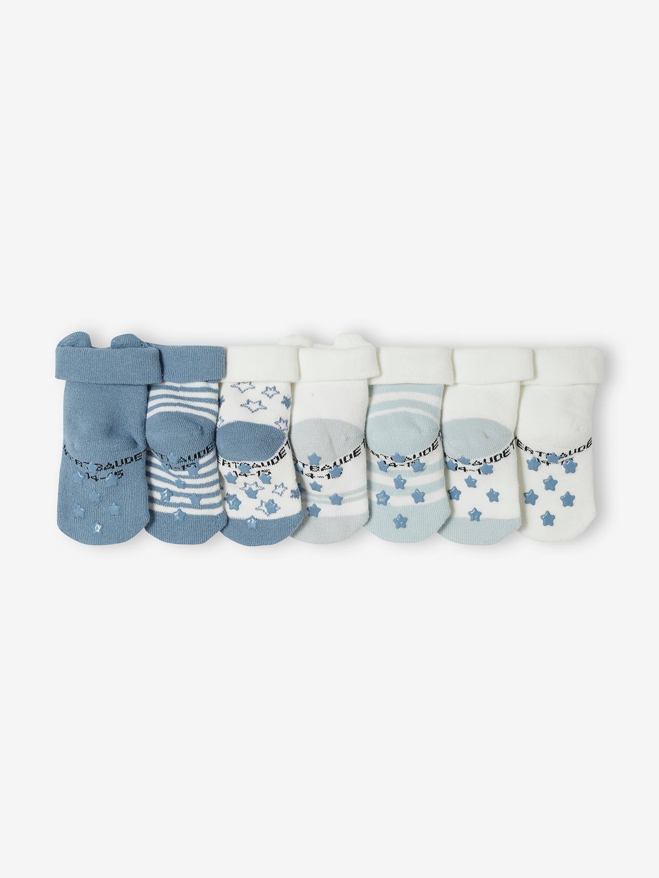 Vertbaudet 7er-Pack Baby Socken mit Stern und Fuchs BASIC Oeko-Tex - blau