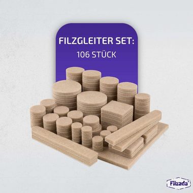 Filzada Filzgleiter Filzgleiter 106 St Selbstklebend Set Möbelgleiter Filz Rund Eckig