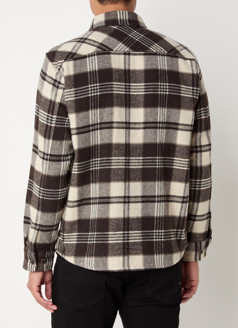 Selected Homme  Mason regular fit overshirt in wolblend met ruitdessin