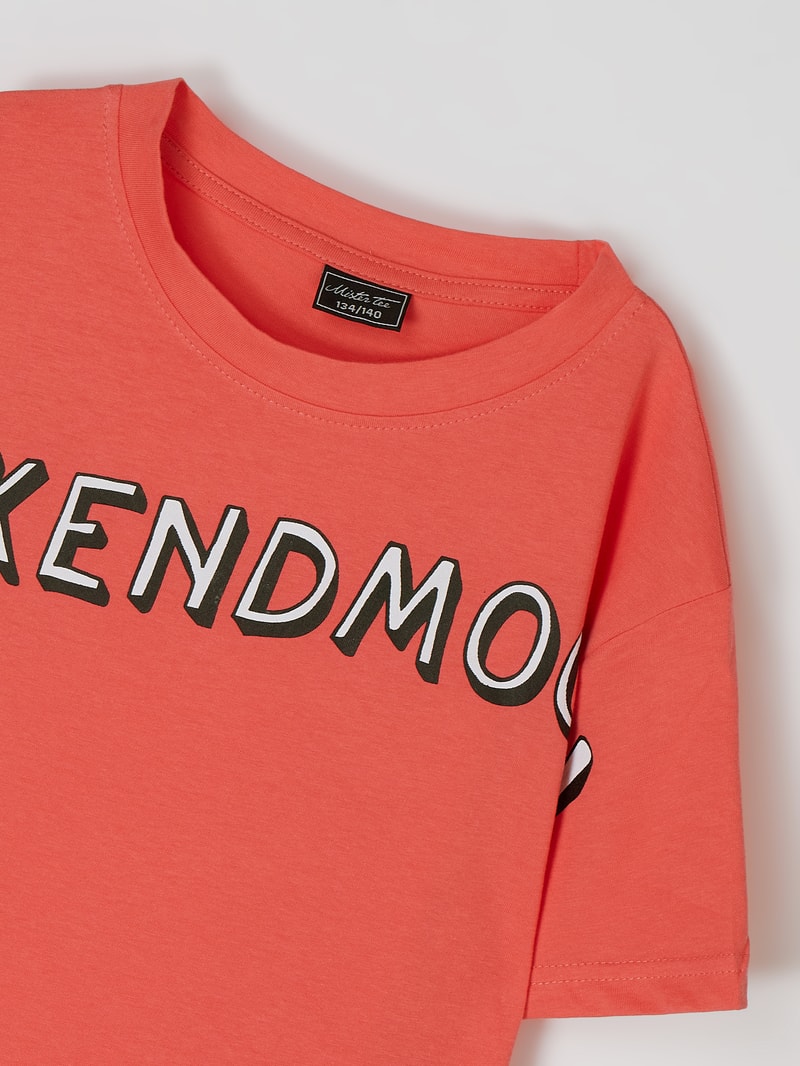 Cropped T-Shirt mit Message-Print in pink