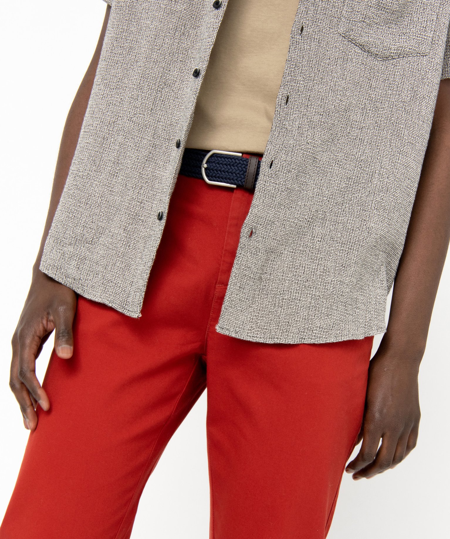 Pantalon en coton homme avec ceinture tressée violet | GEMO