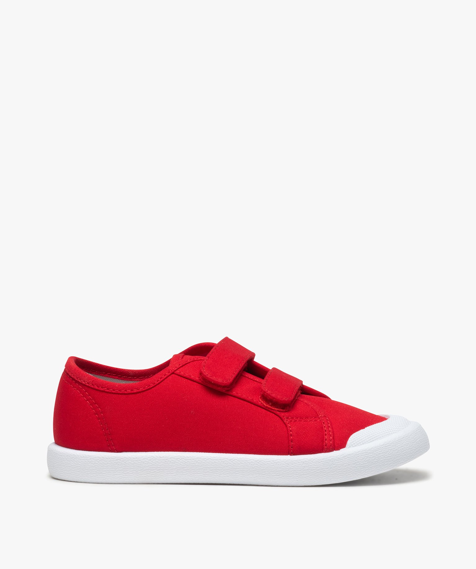 Baskets Garçon en toile unie à bout renforcé et scratchs rouge | GEMO