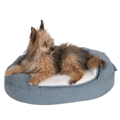Hundebett Memory oval, grau-blau