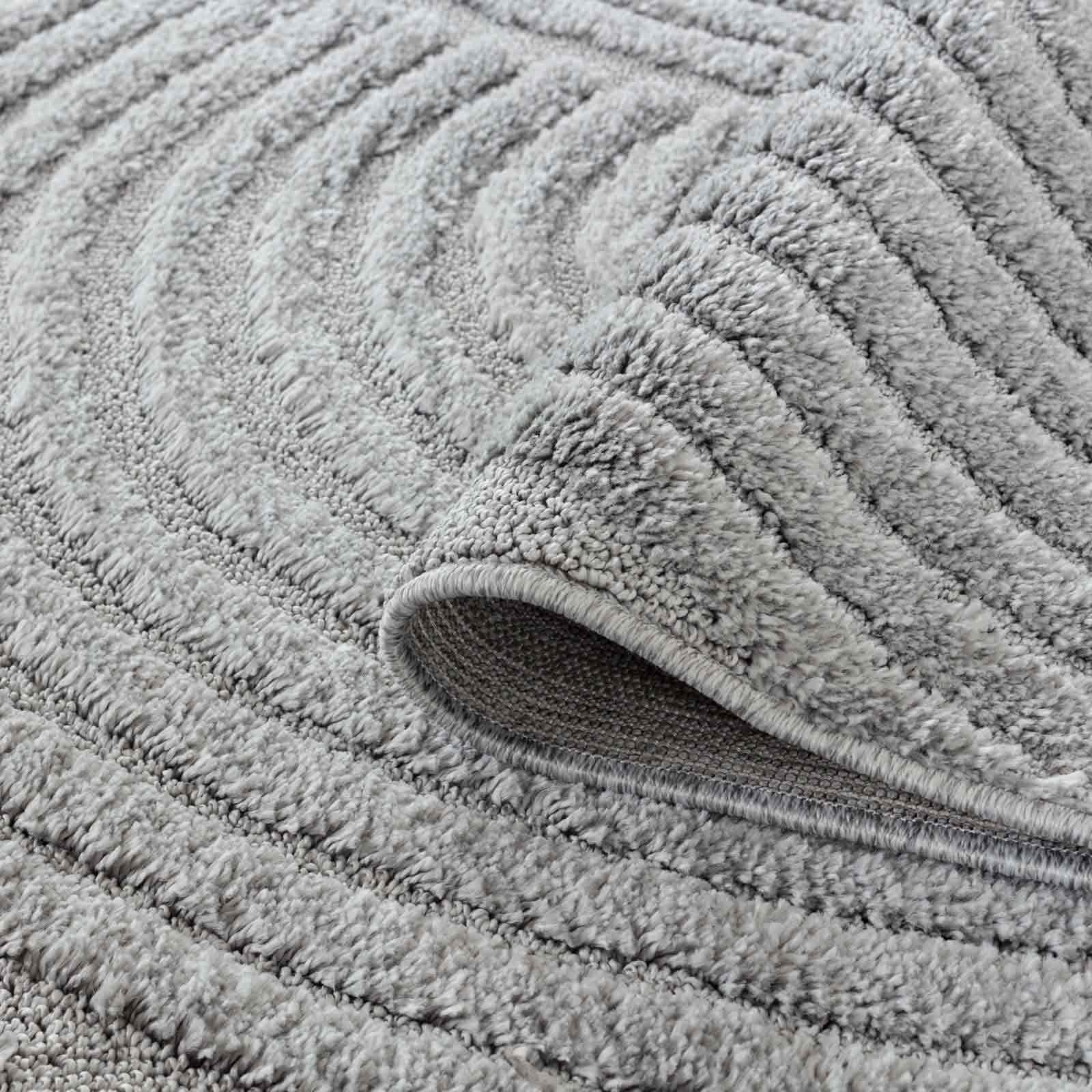 Designteppich Designerteppich Tokio hoch-tief Struktur Wellen uni, TaraCarpet, rechteckig, Höhe: 20 mm, moderner scandi BOHO grau Wohnzimmer Schlafzimmer Flur 080x150 cm
