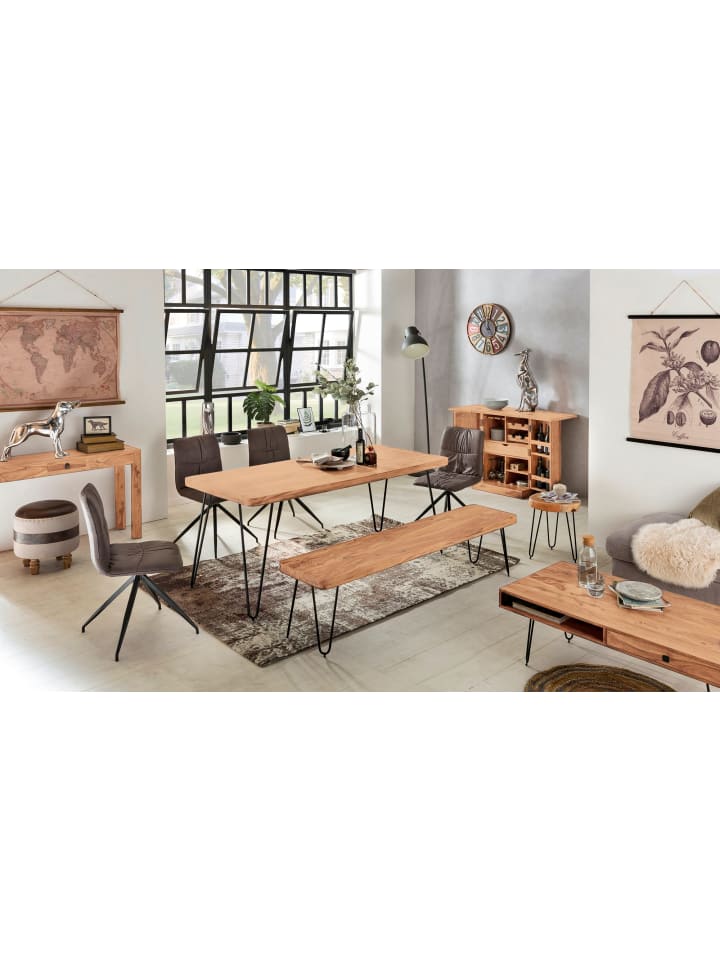 KADIMA DESIGN Hausbar Massivholz 65x91x50 cm Weinbar ausklappbar, Kleine Bar in Akazie günstig kaufen onesize