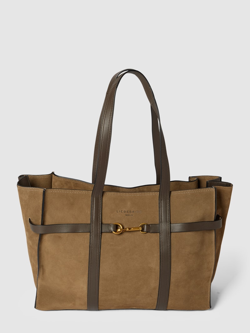 Shopper mit Label-Details Modell 'Mara' in schlamm