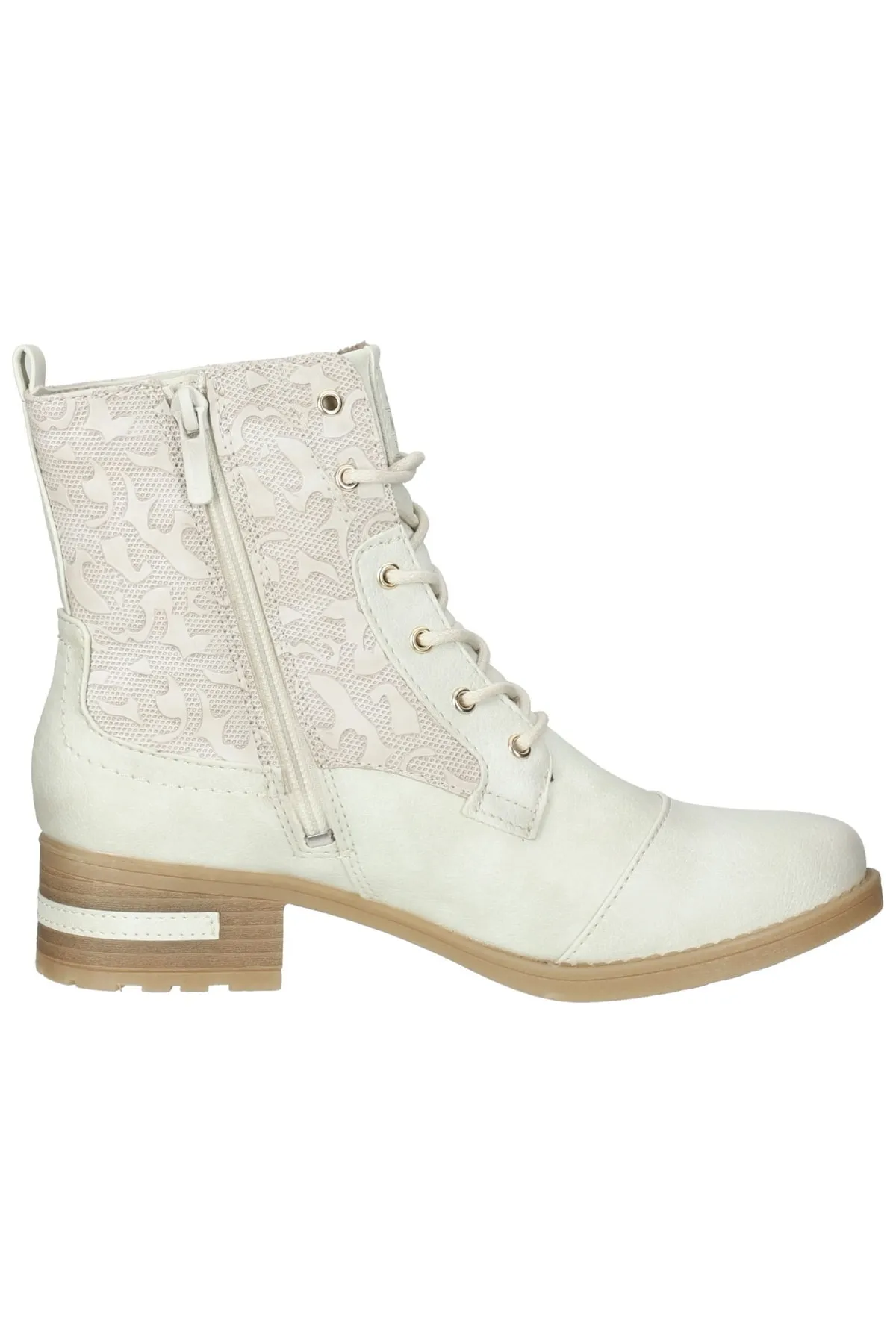 Mustang  Stiefelette - Ecru - Blockabsatz
