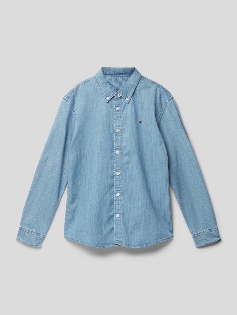 Jeanshemd mit Label-Stitching in blau