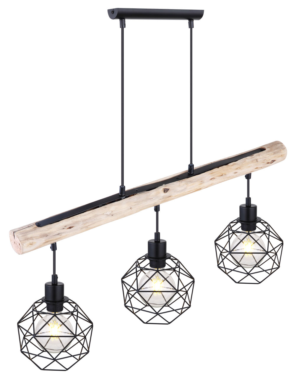 Globo Lighting - THEODOR - Hängeleuchte Metall schwarz matt, 3x E27