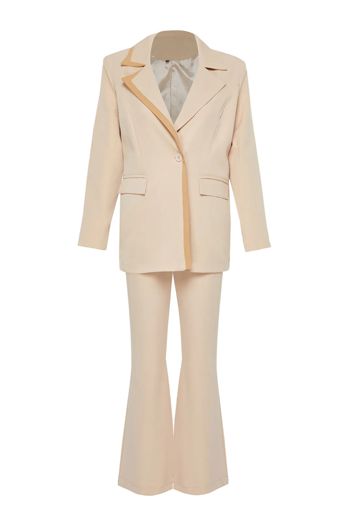 Trendyol Modest  Set mit Jacke, Hose, gewebter Unterseite und Oberteil in Steinfarbenblock-Optik TCTSS24US00003
