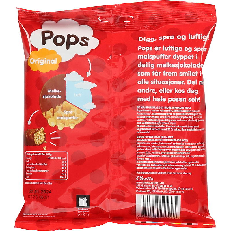 Cloetta Pops 210 g Original