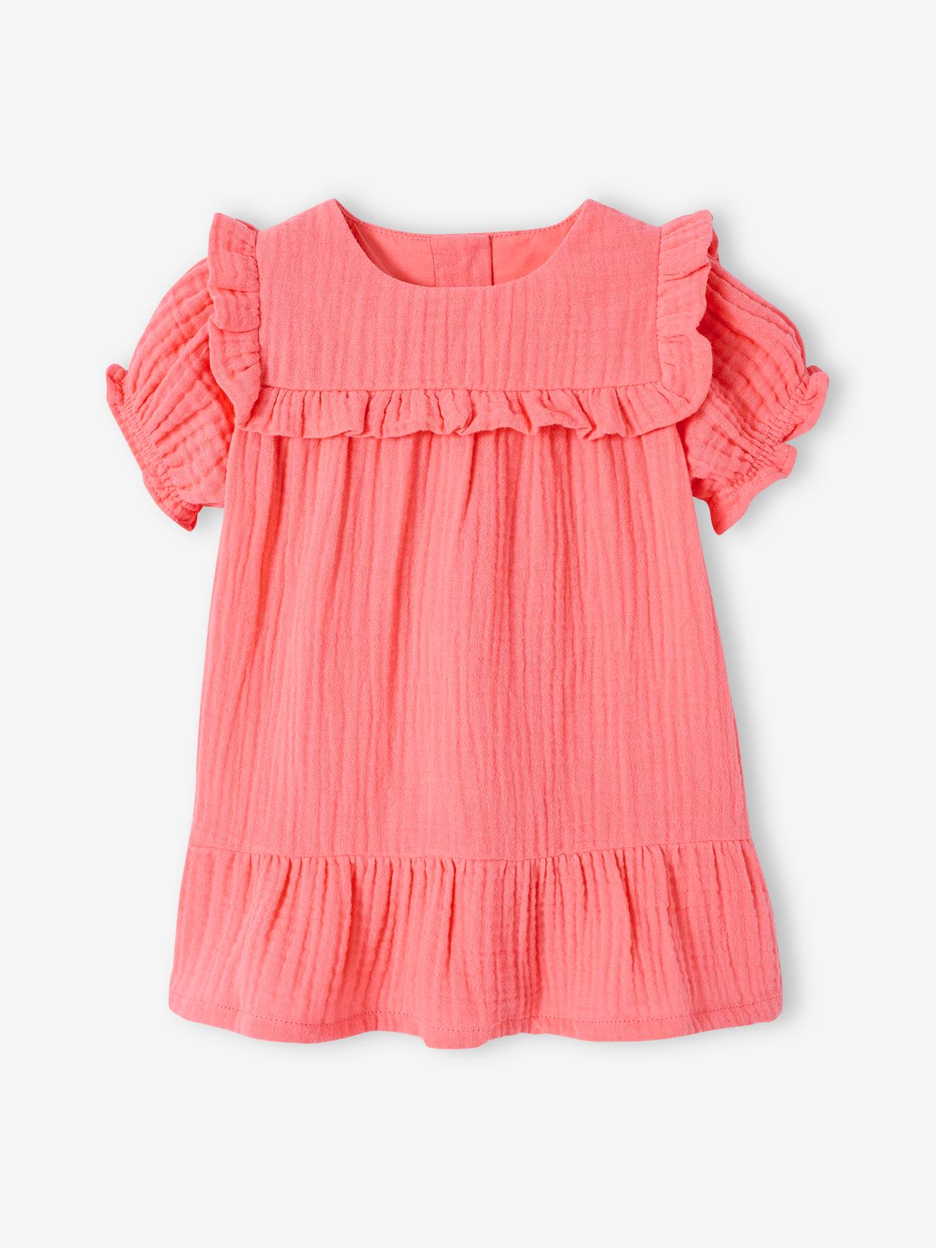Vertbaudet Baby Kleid aus Musselin - koralle