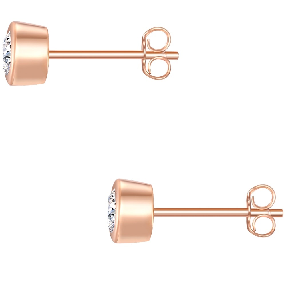 Rafaela Donata Puces d'oreilles en argent Argent sterling Oxyde de zirconium (CZ) en Or rose Boucles d'oreilles