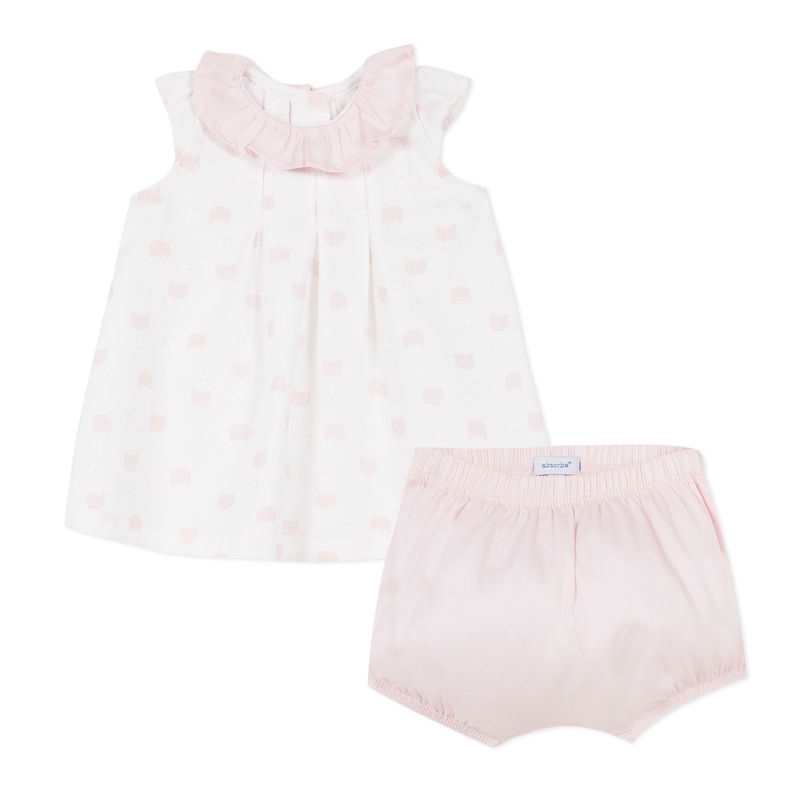 Ensemble bloomer rose satin et coton naissance Absorba