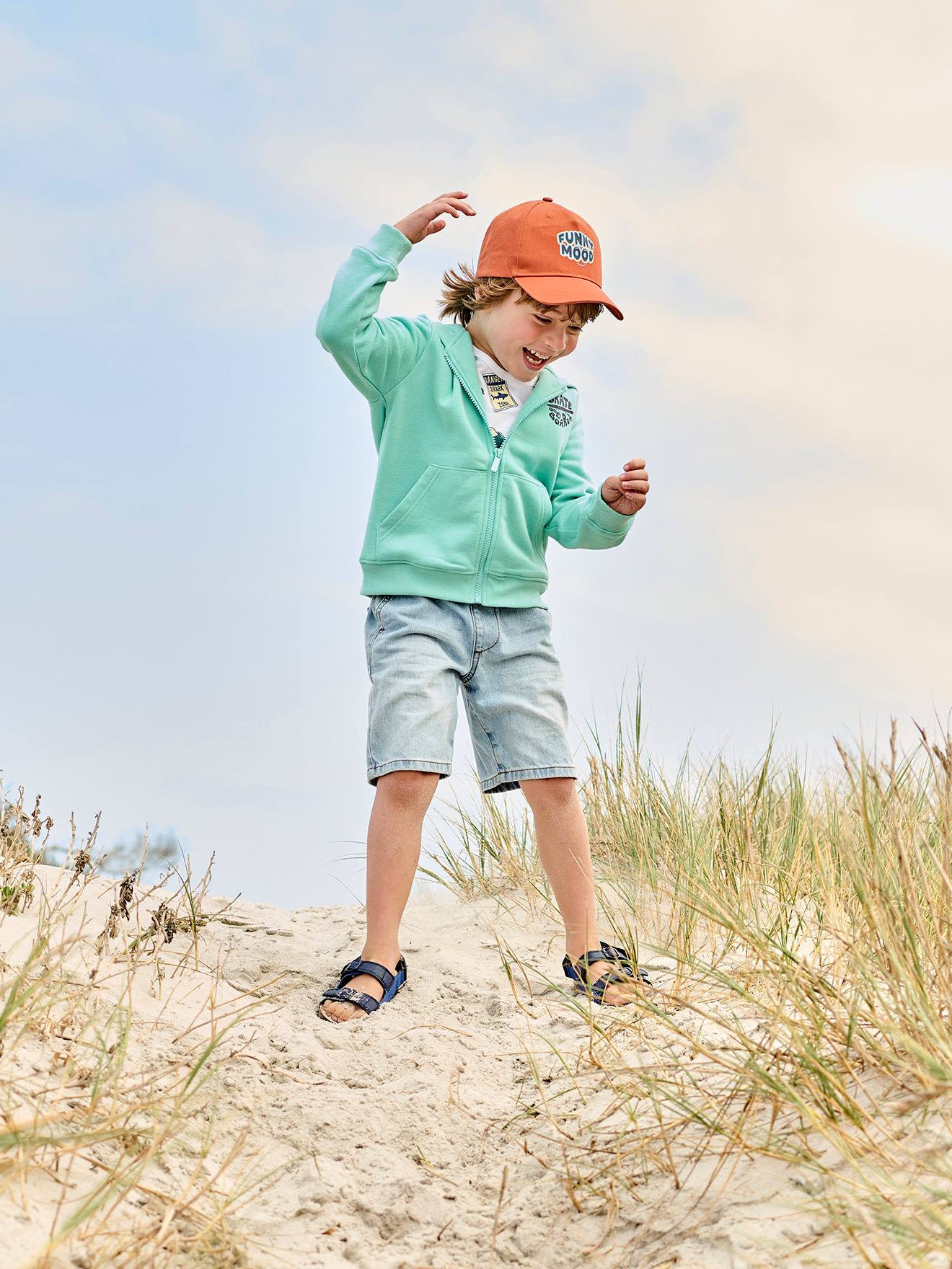 Vertbaudet Jungen Kapuzensweatjacke BASIC mit Recycling-Polyester - ocker