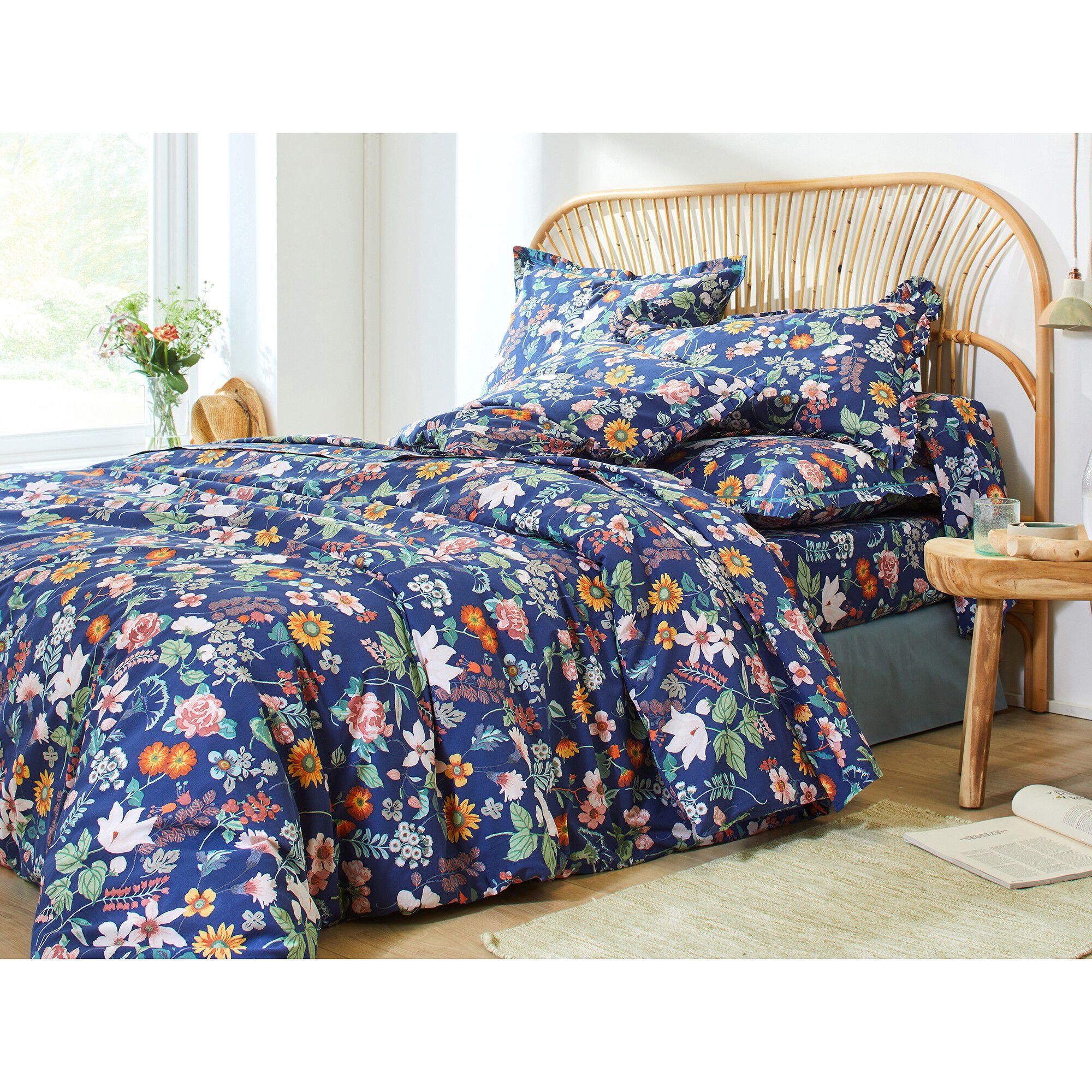 Linge de lit Kelly en coton imprimé floral
