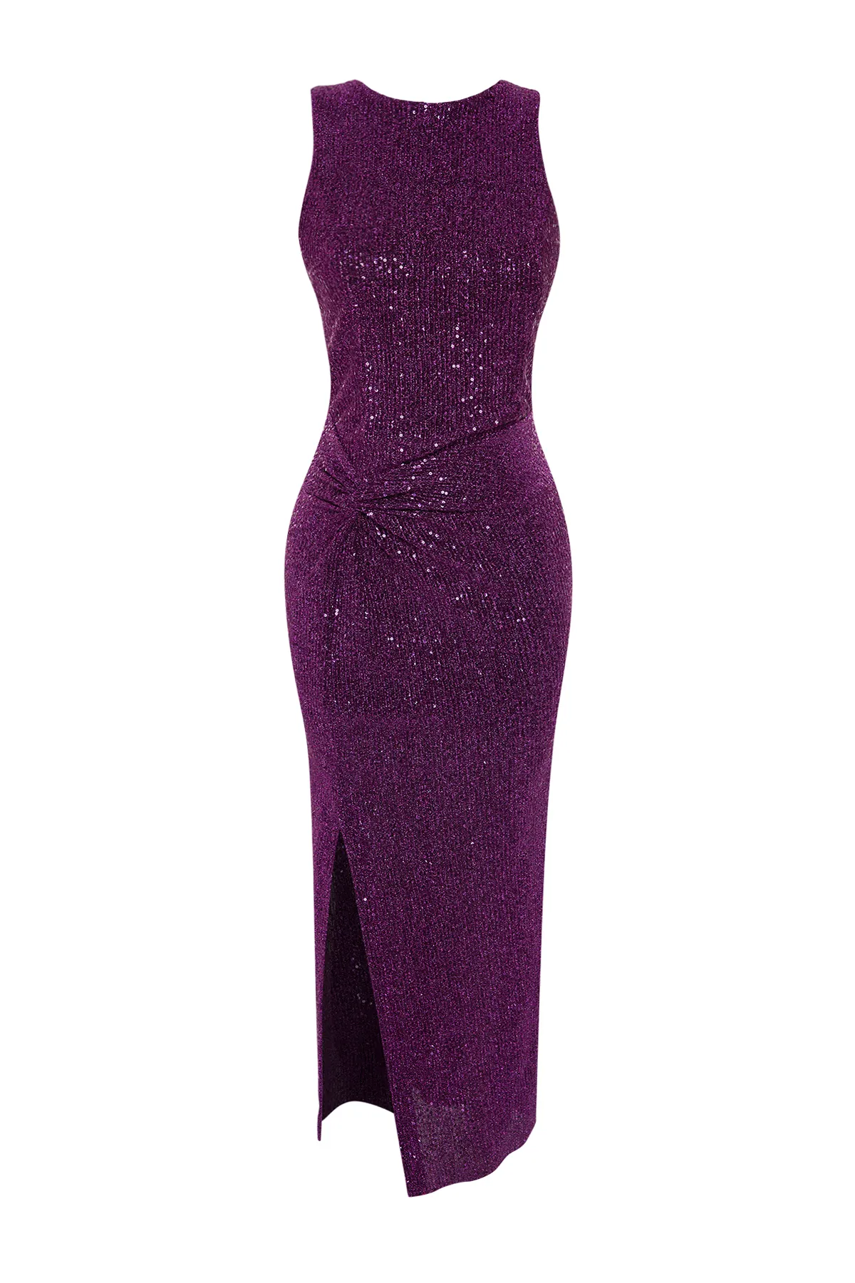 Trendyol Collection  Lila Bodycon Strick Glitzer Pailletten Pailletten Elegantes Abendkleid