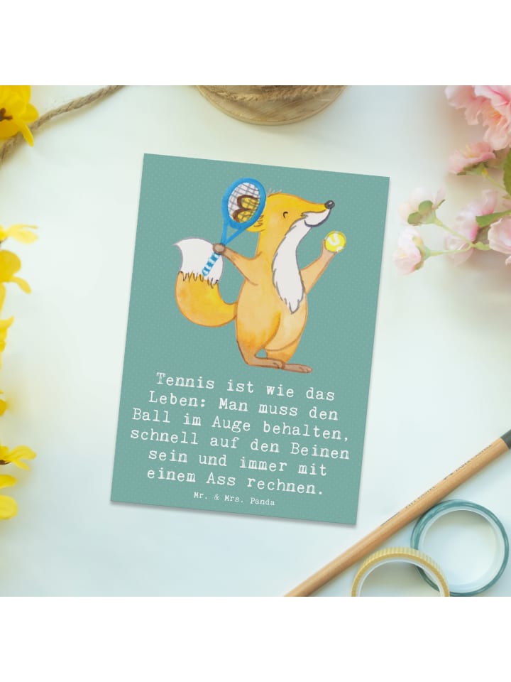 Mr. & Mrs. Panda Postkarte Tennis Lebensweisheit mit Spruch in Meeresbrise günstig kaufen onesize