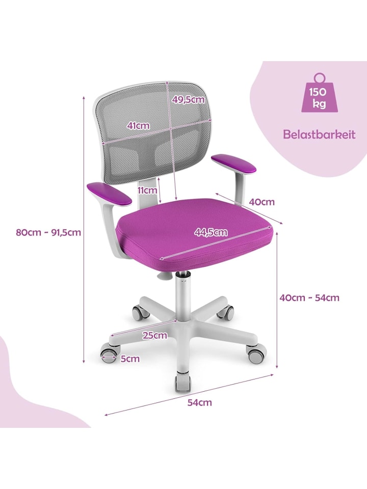 COSTWAY Schreibtischstuhl 3-10 Jahren Drehbar in Flieder günstig kaufen onesize