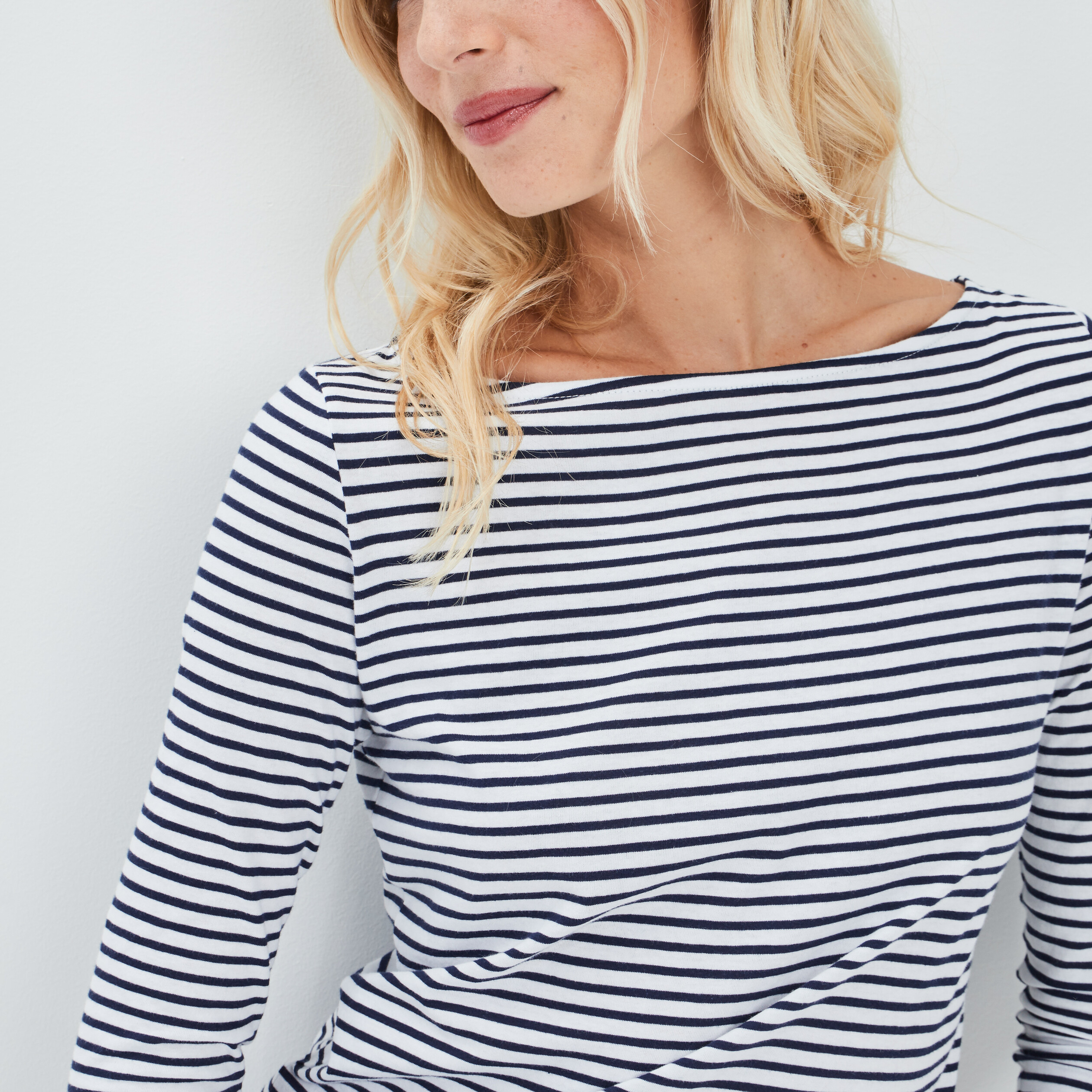 T-shirt marinière manches longues bleu marine femme | La Halle