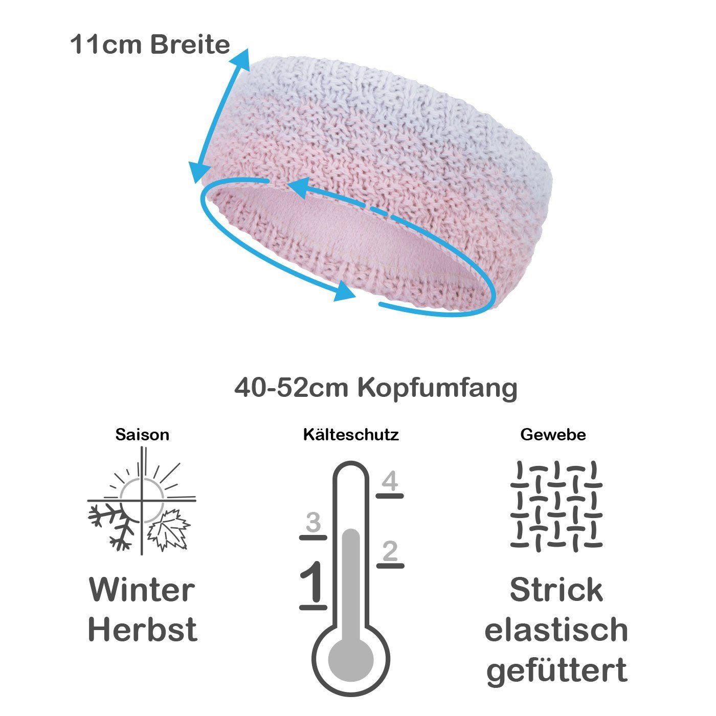 Faera Stirnband (1-St) Stirnband gefüttert Damen Winterstirnband 2-farbig Ohrenschützer Band Kopfband Winter