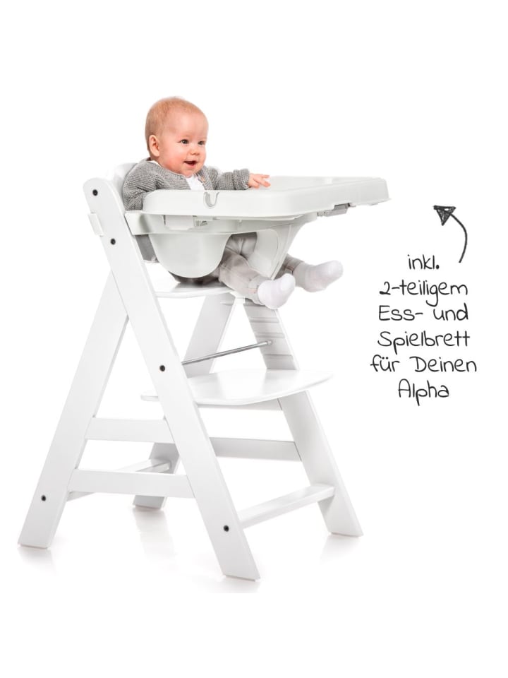 Hauck Hochstuhl Alpha Plus Weiß im Sparset inkl. Sitzkissen in grau,weiss günstig kaufen onesize