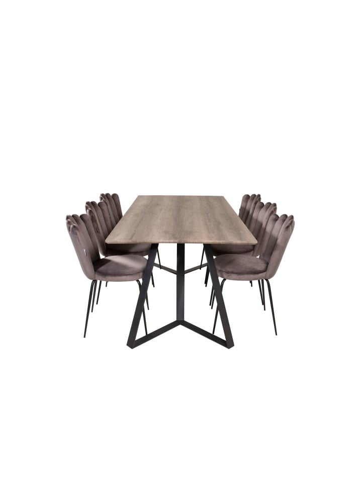 ebuy24 Essgruppe Marina 6 (7-teilig) Grau 90 x 180 cm günstig kaufen onesize