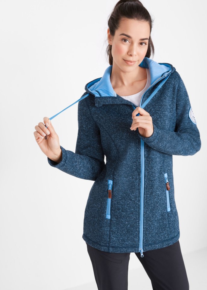 Strick-Fleecejacke mit Kapuze