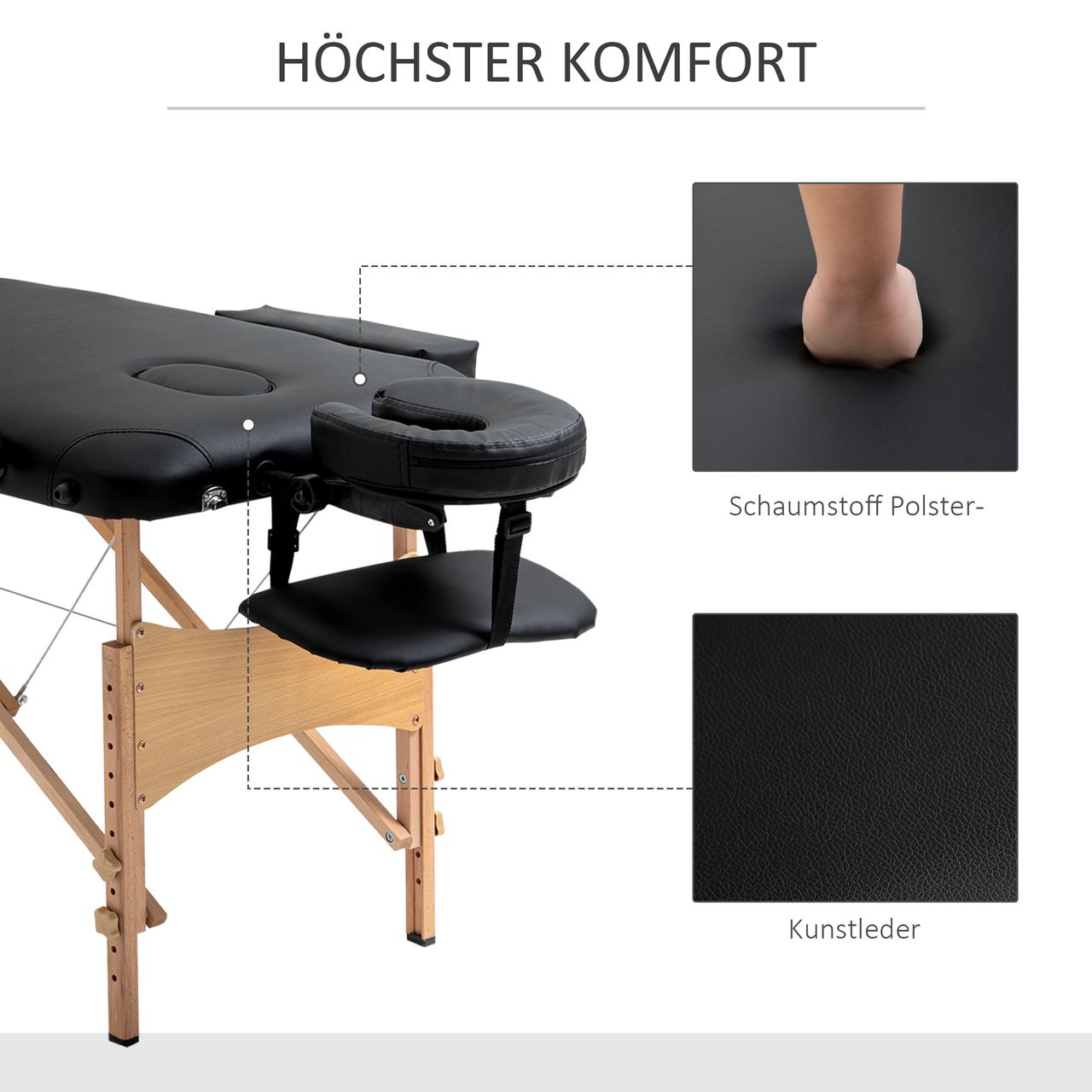 HOMCOM Massageliege, klappbarer Massagetisch mit Kopfstütze, für Spa, Salon