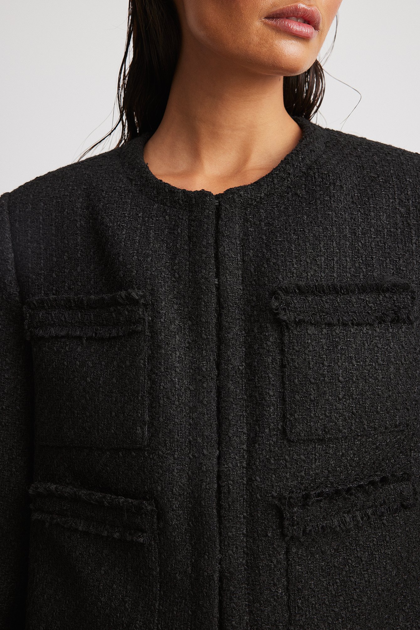 Tweed-Jacke mit Taschendetail