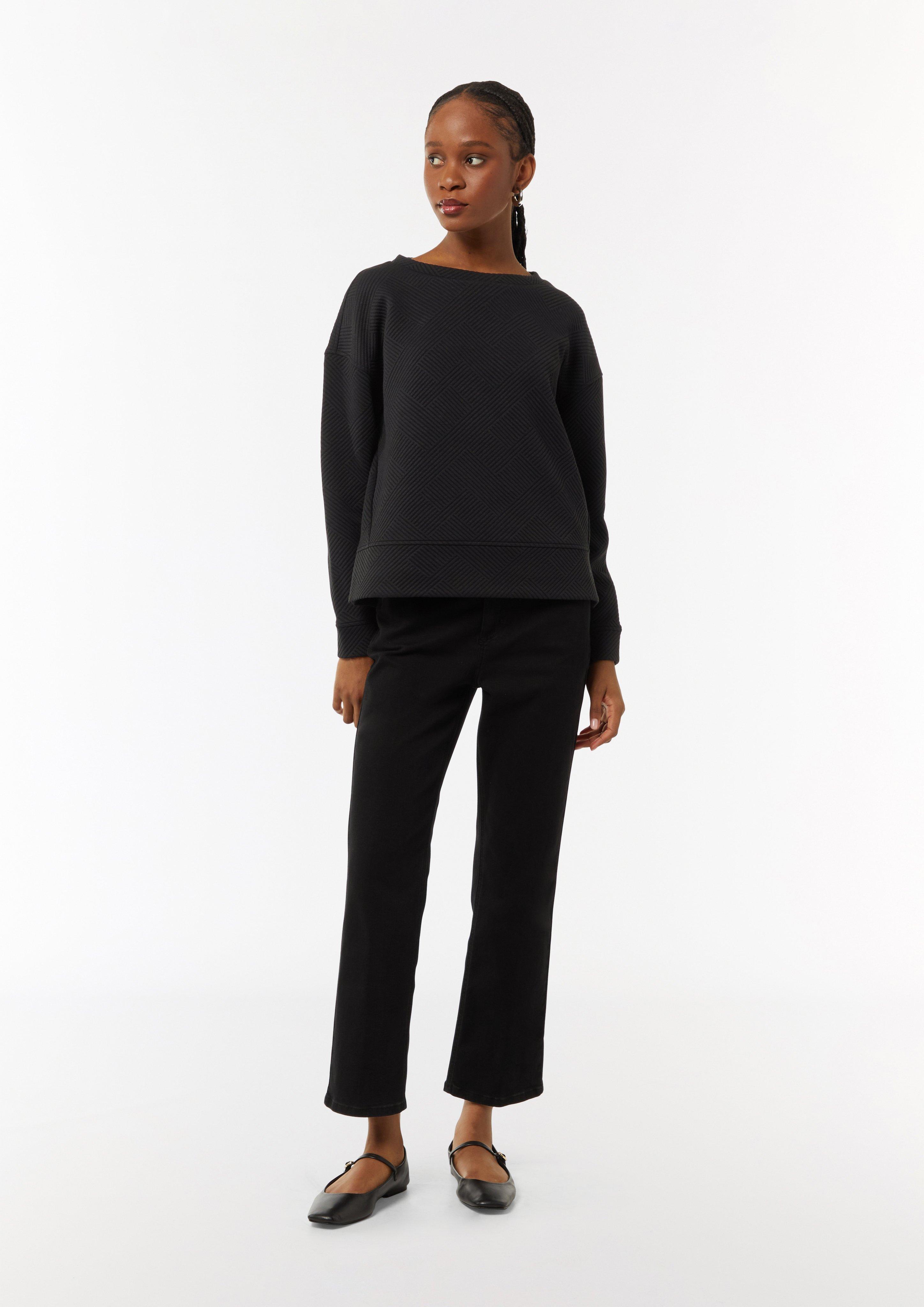 Feines Sweatshirt in Jacquard Jersey - schwarz