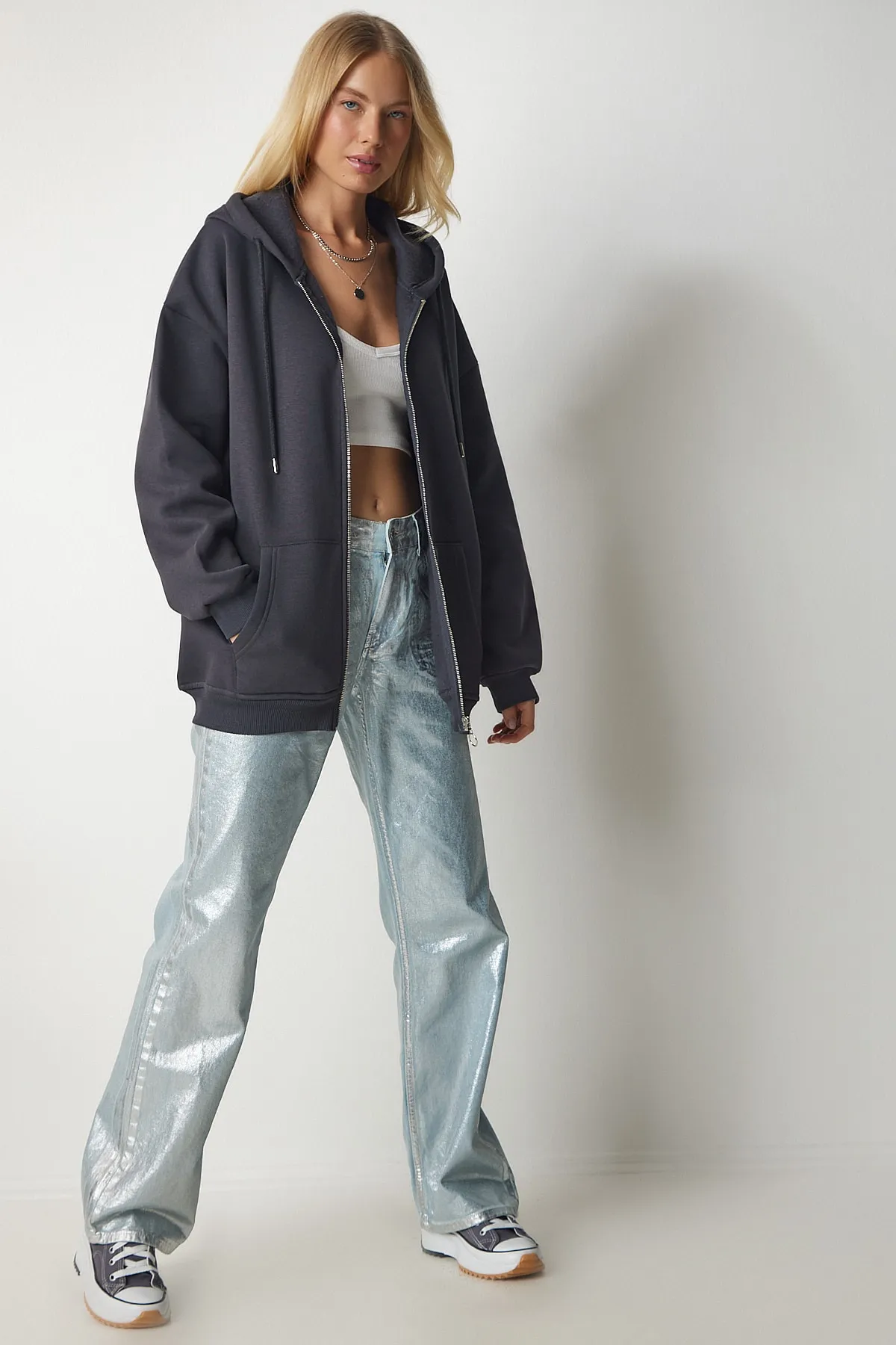 Happiness İstanbul  Sweatshirt - Grau - Oversized