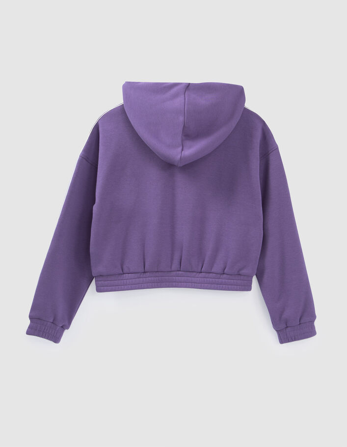 Cardigan violet zippé avec galons rayés fille