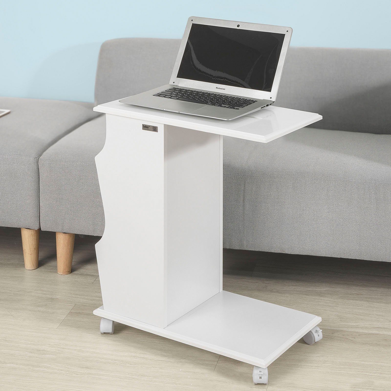 SoBuy Beistellwagen FBT67, Beistelltisch mit Schlitz für iPad Sofatisch Couchtisch