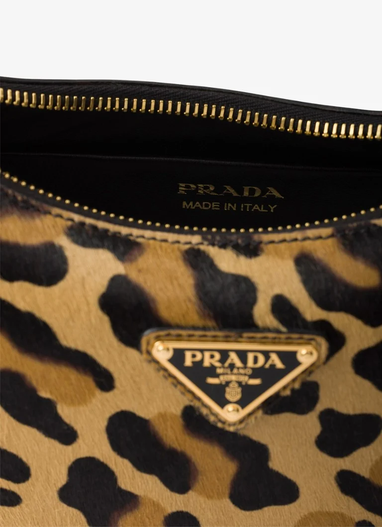 Prada Arqué leather shoulder bag with leopard print